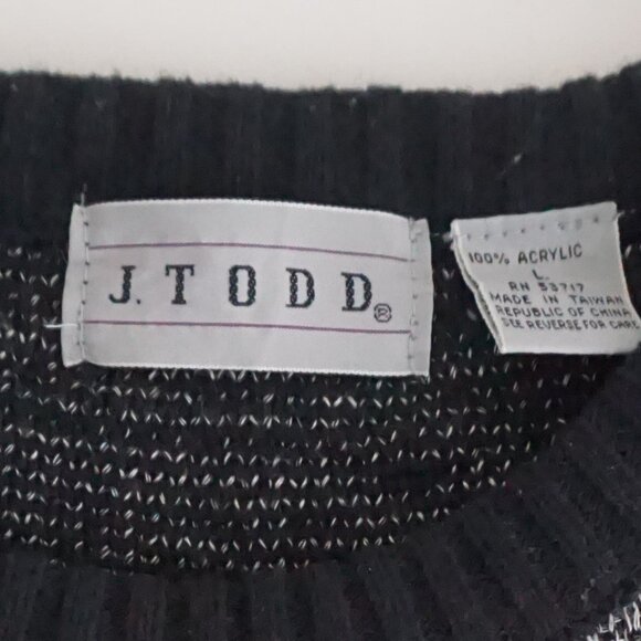 Vintage J. Todd Sweater Gray Black Abstract Geometric Knit 80s Minimalist Retro - Picture 9 of 10